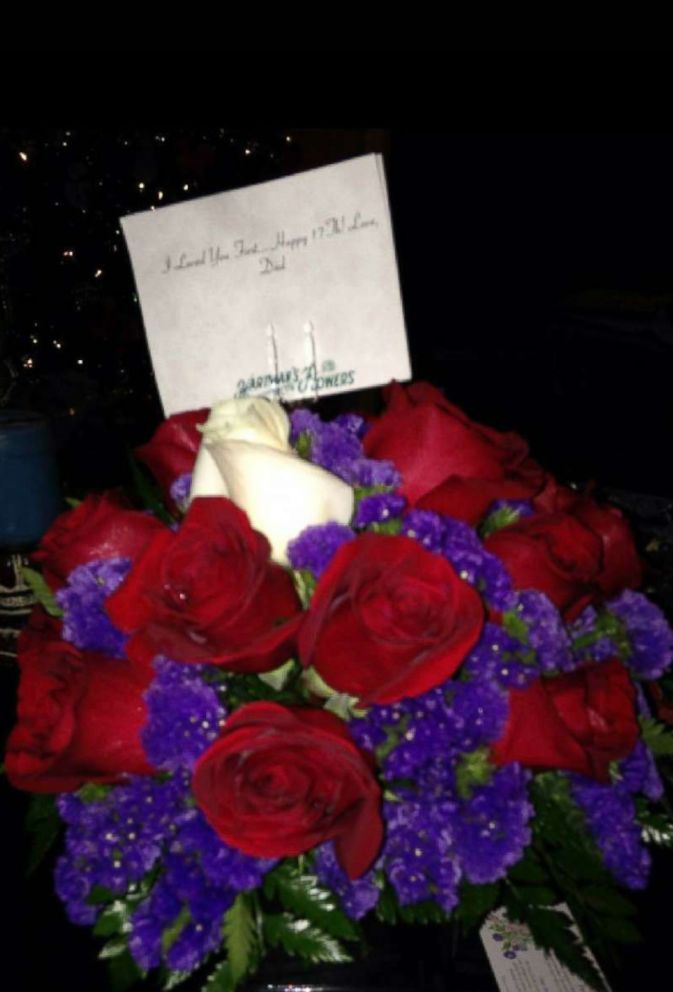   PHOTO: The flowers that Bailey Sellers received from her late father Michael on her 17th birthday on November 26, 2013. 