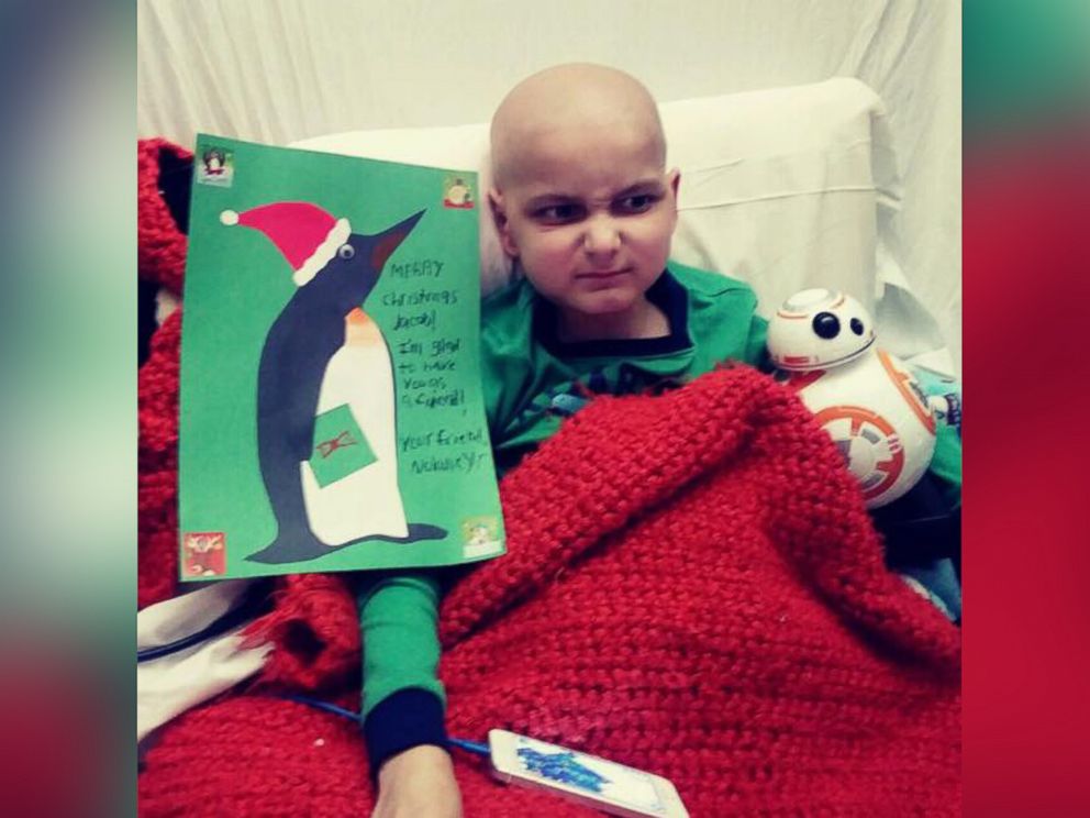 PHOTO: Jacob Thompson, 9, is wishing for Christmas cards from around the world while he fights terminal cancer at The Barbara Bush Childrens Hospital at Maine Medical Center in Portland, Maine. 