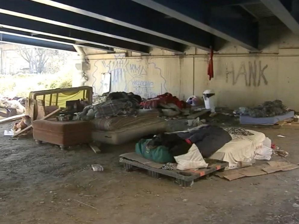 PHOTO: This photo depicts the area under the I-95 exit ramp near Philadelphia, where Johnny Bobbitt and his friends slept.
