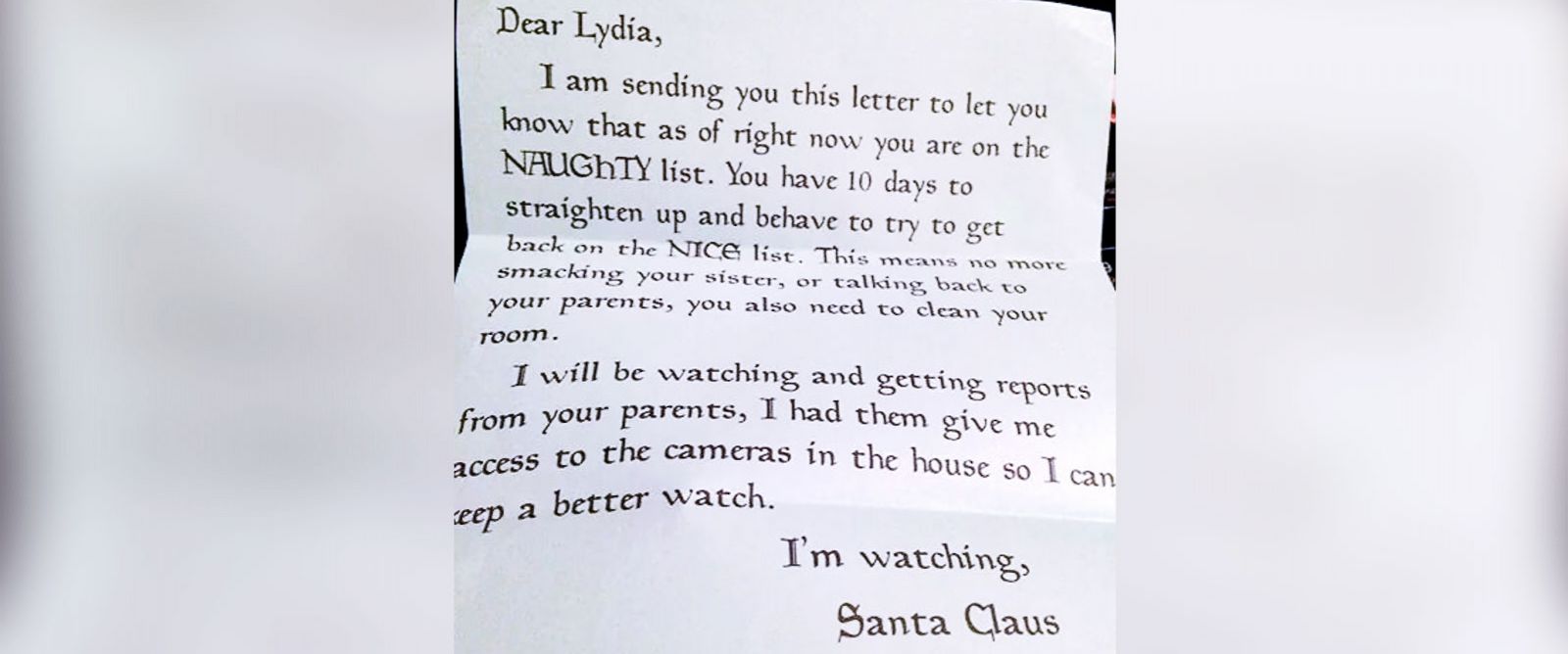 Mom's Mock Santa Letter to Misbehaving Daughter Goes Viral - ABC News