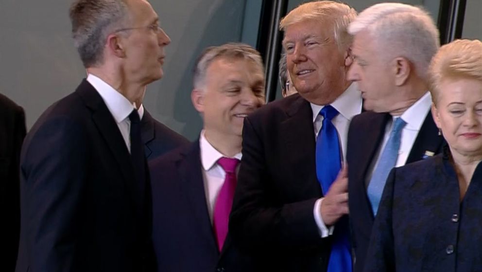 Awkward Moment When Trump Pushes A Prime Minister - ABC7 New York