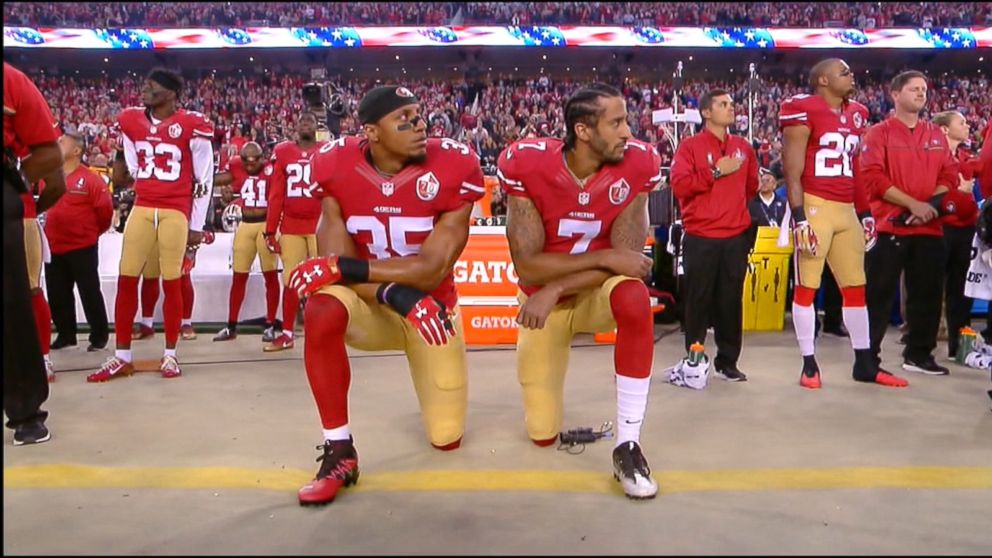 Colin Kaepernick Kneels During National Anthem on 'Monday Night ...