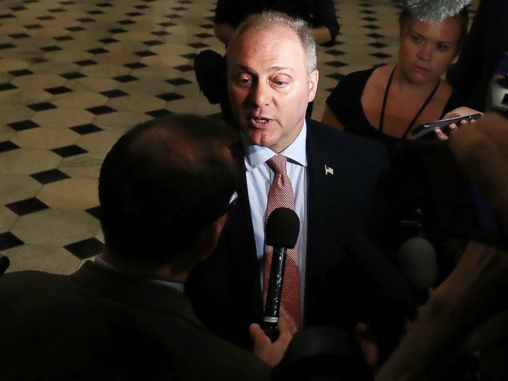 PHOTO: House Majority Whip. Steve Scalise speaks to the media, May 17, 2017 in Washington, D.C.