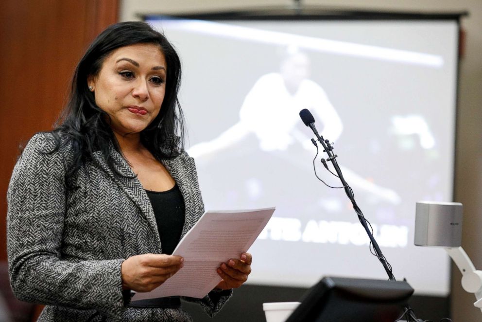 PHOTO: Victim and former U.S. National team member Jeanette Antolin speaks during a sentencing hearing for Larry Nassar, a former team USA Gymnastics doctor who pleaded guilty in Nov. 2017 to sexual assault charges, in Lansing, Mich., Jan. 17, 2018.