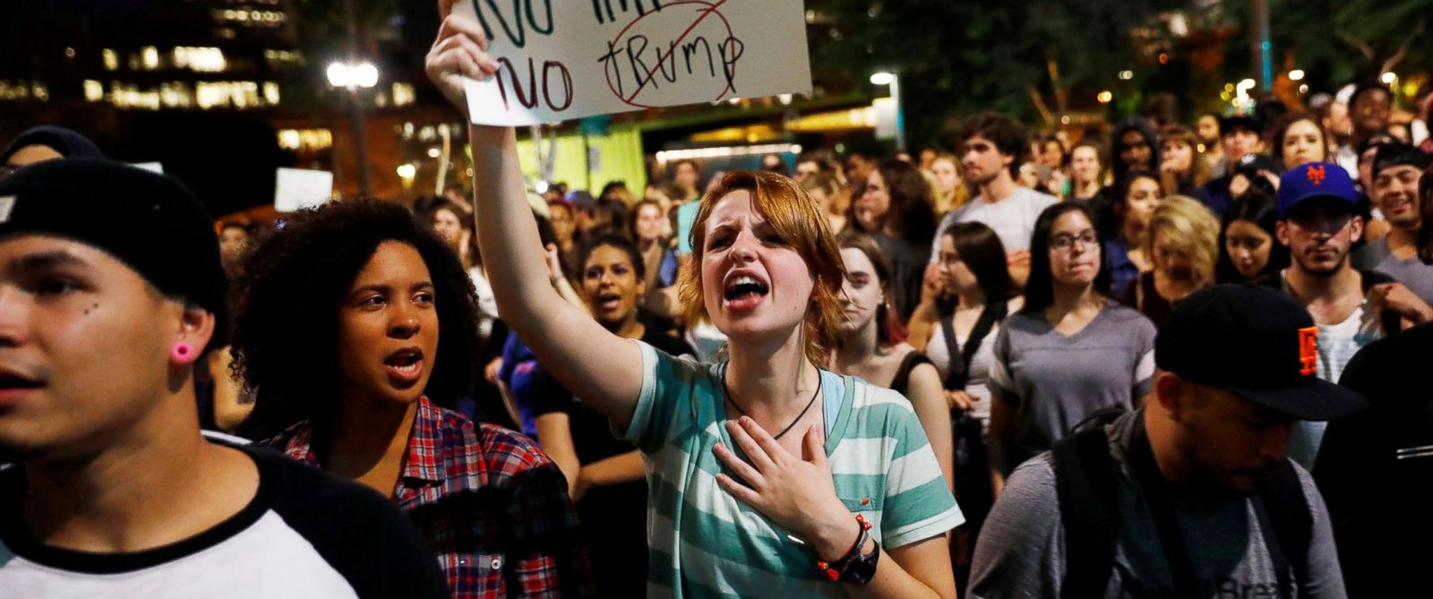 anti-Trump protesters following the election