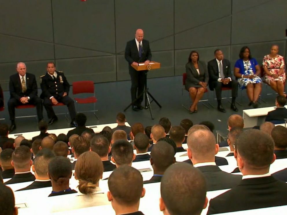 PHOTO: Swearing-in ceremony for new NYPD officers, July 6, 2017, in New York City.