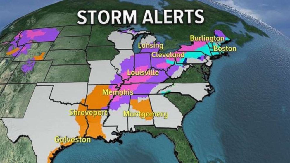 Alerts are in place for much of the eastern U.S. on Friday with storms moving east.