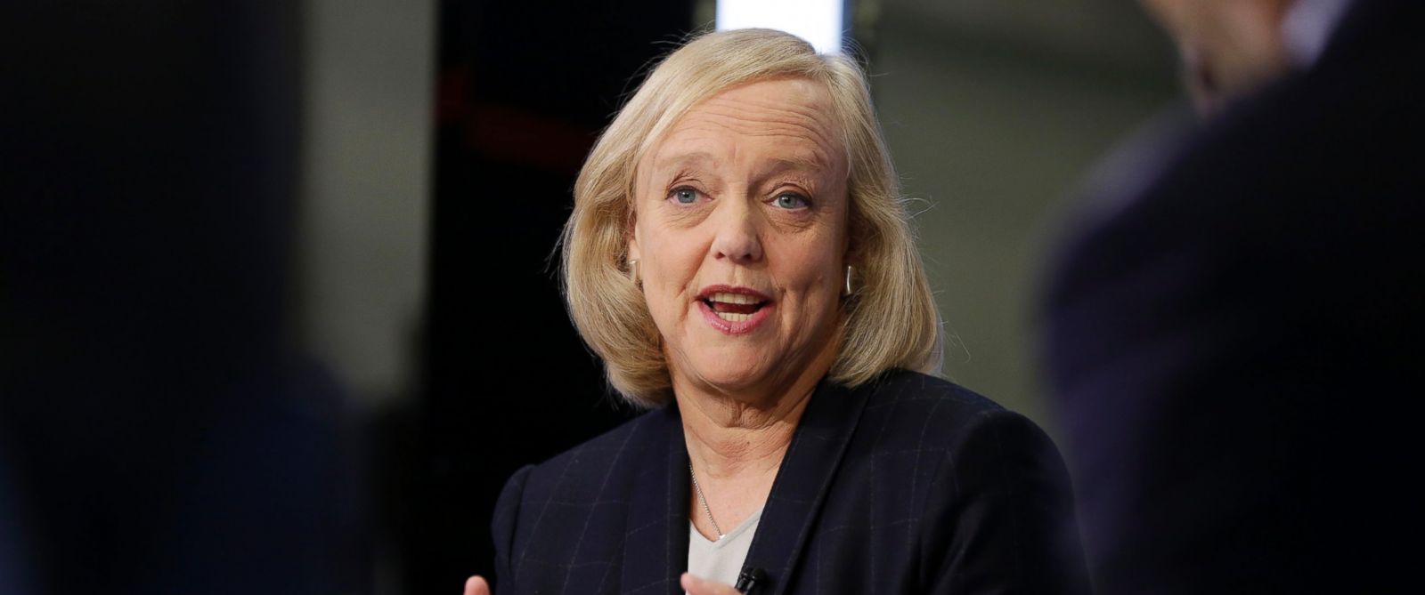 PHOTO: Hewlett Packard Enterprise President and Chief Executive Officer Meg Whitman is interviewed on the floor of the New York Stock Exchange, Monday, Nov. 2, 2015.