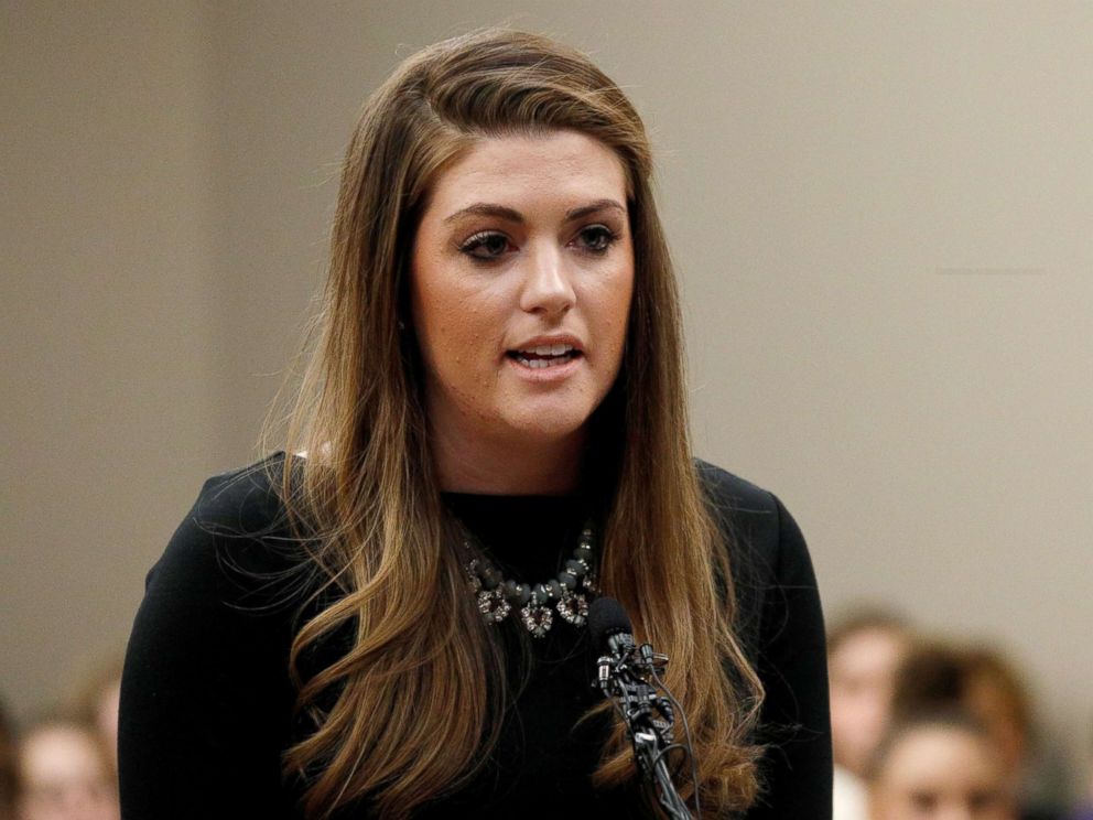 PHOTO: Sterling Riethman speaks at the sentencing hearing for Larry Nassar in Lansing, Mich., on Jan. 24, 2018. 